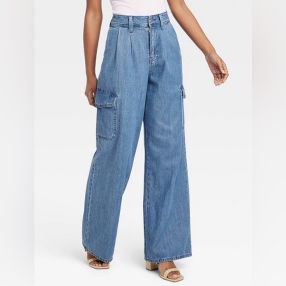 Universal Thread Denim - Universal Thread Wide Leg Denim Cargo Trousers Jeans Size 10 NWT